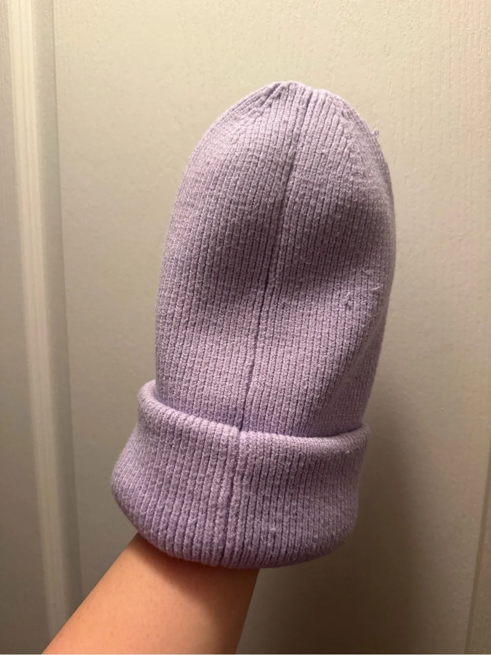 No Boundaries Lavender Knit Beanie with Tree Patch